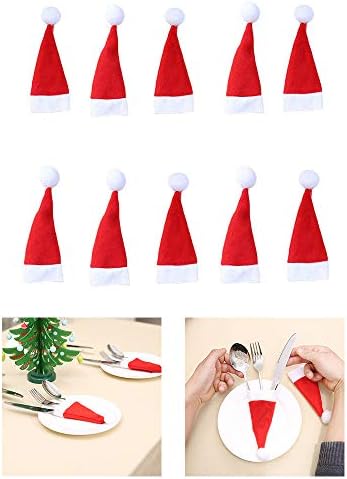 Kehome Package of 10 Sweet Red and White 4.7" X 2.4" Miniature Santa Hats for Crafting, Creating and Embellishing