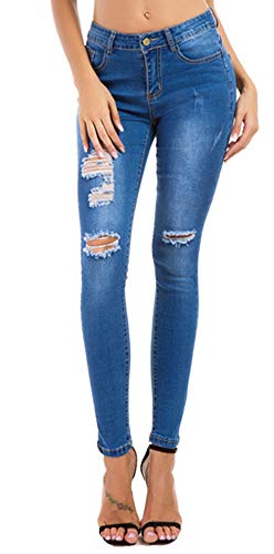 Women's Boyfriend Jeans Distressed Slim Fit Ripped Jeans Stretch Skinny Jeans