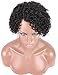Kalyss 100% Human Hair Afro Short Jerry Curly Wavy Off Black Wigs for Black Women Hand Tied Lace Side L Parting Bouncy Curls Natural Looking Wigs (1B)