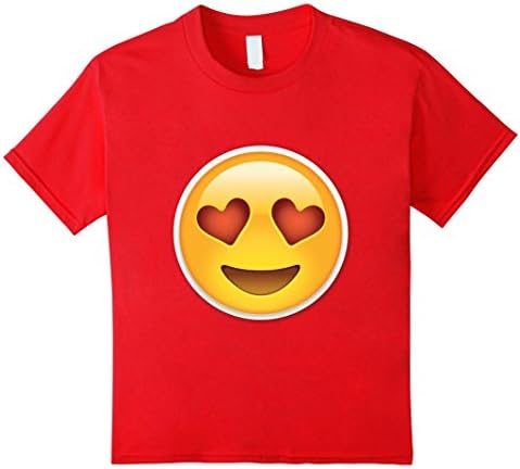 Kids Heart Eyes Emoji T-Shirt - Cool Emoticon tee 10 Red