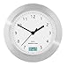 Trendworx 4044-2 Suction Cup Bathroom Clock with Digital Thermometer, Silver