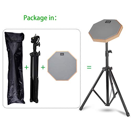 Luvay 8-inch Practice Pad (Grey) 2-Sided Silent Drum Pad, with Stand and Bag - Thumbnail 5
