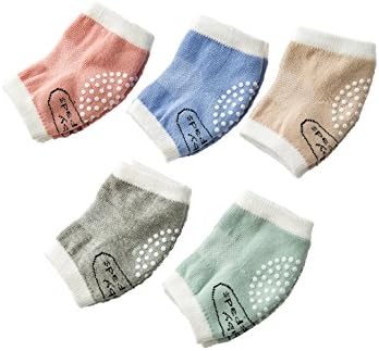 Baby Kneepads for crawling 5 Pack Soft Little Leg Warmers &amp; Toddler Anti-slip Knee and Elbow Crawling Safety Protector, Help on Hard Floors and Carpets (New Style)