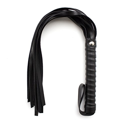 Xelue FF Fashion Black 55 cm Soft Faux Leather Whips with Braided Hand Floggers for Cosplay Kit Sports Toy - Thumbnail 7
