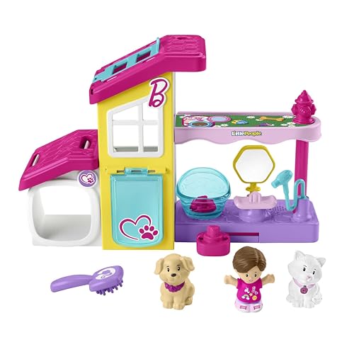 Fisher-Price Little People Barbie Kleinkind-Spielset und Tierstation mit Spa und Musikgeräuschen und 4 Teilen für Kinder ab 18 Monaten, HJW76