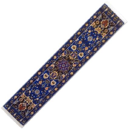 Authentic Turk woven silk bookmark. Turkish rug BLUE design from the Bodrum Mugla region of Turkey Cards – 2010
