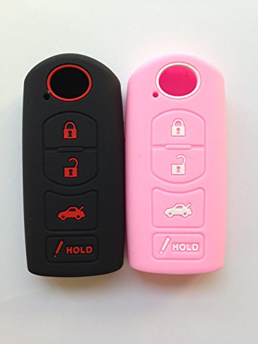 2pcs Silicone Fob Key Cover for MAZDA 3 5 6 CX-7 CX-9 MX-5 Miata Smart Key Remote Keyless entry Protective Key Protector Key Jacket Holder Bag Case Shell WAZSKE13D01