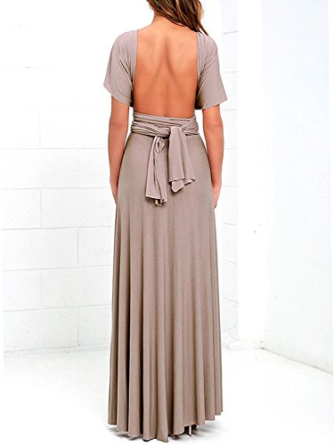 PERSUN Infinity Gown Dresses Multi-Way Strap Wrap Convertible Maxi Dresses For Womens (Medium, Khaki02)