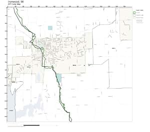 Amazon.com: ZIP Code Wall Map of Ironwood, MI ZIP Code Map Laminated ...