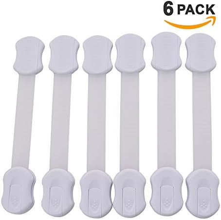 Baby Safety Locks | Child Proof for Cabinets Drawers Appliances Fridge Toilet Seat and Oven | Super Strong 3M Adhesive | Tools Not Required | Easy Install (6-Pack White)