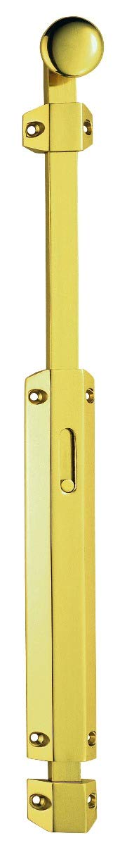 Carlisle Brass AQ82EX Surface Bolt C/W with 6 INCH Extended 32MM KNOB, Polished Brass, 300mm (12")