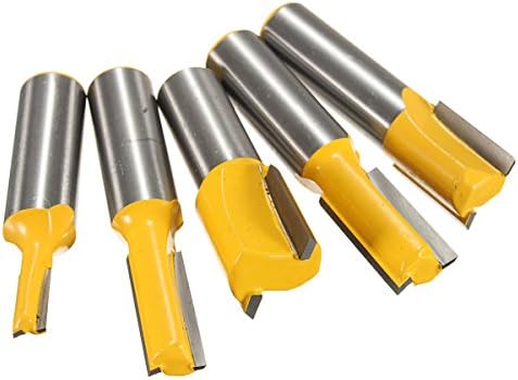 Aoher 5pcs 1/2 Inch Shank Undersized Dado Router Bits Set Woodworking Cutters For Plywood