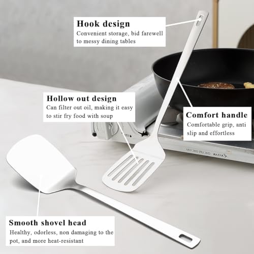 Juego de utensilios de cocina 6 piezas, acero inoxidable juego de espátulas para herramientas de cocina de alta resistencia, accesorios de cocina esenciales para el hogar