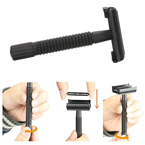 7 Piece Matte Black Shaving & Grooming Sets - Shaving Stand,Butterfly Open Razor,Shaving Brush,Shaving Bowls,Shaving Soap,Unbreakable Mirror and 10 Replacement Blades,Comes with Gift Box - Thumbnail 4
