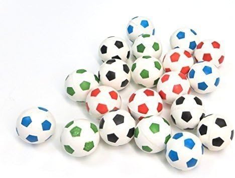 Soccer Super Balls - Set of 20 . Super Bouncy Balls in assorted colors (27 MM Size)
