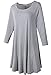 LARACE Women's Casual Loose 3/4 Sleeve Simple Plain Swing Flowy T-Shirt Dresses（1X, Light Gray