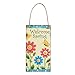 OULII Easter Gift Happy Easter Plaque Wooden Hanging Plaque Festival Wall Door Decorative Sign Hanger Home Decoration Photo Props Favors (Welcome Spring)