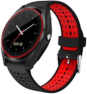 Mobile Link Bluetooth Smartwatch Touch Screen with Camera, Sim Card Support, Round Dial for All Android/iOS Smartphones (Red and Black)