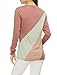 Allegra K Women Round Neck Long Sleeves Color Block T-Shirt Pink M