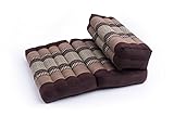 GABUR Foldable Meditation Cushion, 100% Kapok, Thai Design Brown-Beige