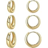 Barcarola 14K Gold Filled Hoop Earrings Set for Women – Lightweight, Waterproof, Tarnish-Resistant Hoop Earring Multipack – Everyday Hypoallergenic Jewelry