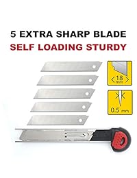 Box Cutter, cuchillo retráctil, fácil de cargar, aleación de zinc, resistente, tapete, cuerda, cartón, juego de mango cómodo, 4 cuchillas extra afiladas, a prueba de óxido, Snap Off, bloqueo de seguridad