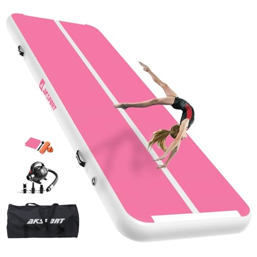 AKSPORT Air Matte Track Tumbling Matte,3/4/5/6m Aufblasbar Gymnastikmatte Turnmatte Tumbling Matten 10/20cm hoch mit Luftpumpe für Zuhause/Taumel/Turn