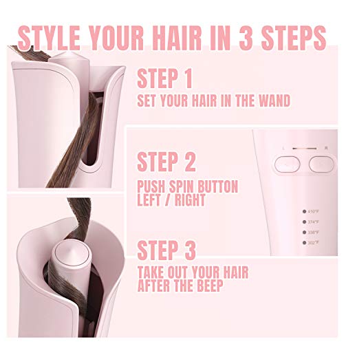LENA Geniecurl Auto Hair Curling Wand with Ceramic Ionic Barrel and Smart Anti-stuck Sensor, Professional Hair Curler Styling Tool for Long and Short Hair
