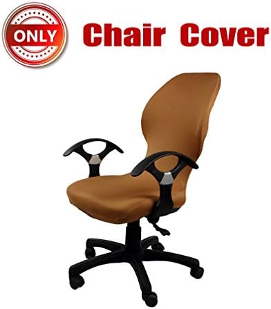 SYROVIA Pure Color Office Computer Dining Rotating Chair Covers One Piece Universal Lift Chair Slipcovers Pads Covers(Coffee)