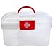 MyGift Red First Aid Clear Container Bin/Family Emergency Kit Storage Box w/Detachable Tray primary