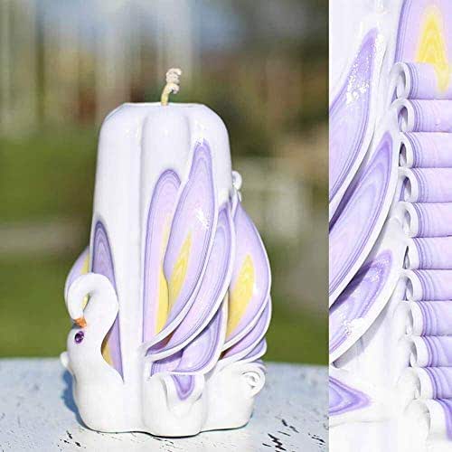 Carved Candles Swan, Hand Carved Candle Gift 5'' for