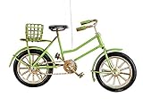 Vintage Style Green Bicycle with Basket Resin Hanging Christmas Ornament