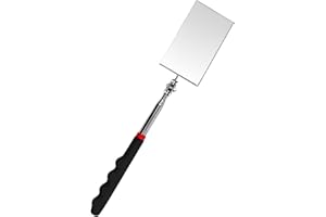 QKDS Telescopic Inspection Mirror, Rectangle Telescopic Mechanics Mirror with Extended Handle, 360 Degree Rotating Machine Tool Inspection Mirrors for Checking Vehicle Condition(Rectangle)