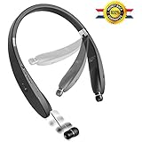 Bluetooth Headset Bluetooth Headphone Wireless Neckband Design with Retractable Earbud for iPhone, Android, Other Bluetooth Enabled Devices