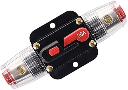 12V-24V DC 20A Car Audio Inline Circuit Breaker Reset Fuse Holder for Stereo Switch System Protection (20A)