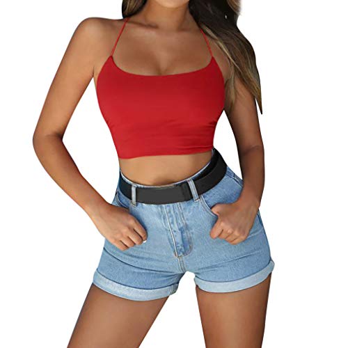 Xinantime Bandage Crop Tops Vest Bra Summer Women Solid Overlap Cross Sling Crop Tank