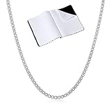 1.5mm Solid 925 Sterling Silver Box Chain Italian Crafted Necklace, 22 inches + Microfiber Jewelry Polishing Cloth