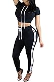 Pink Queen Women Casual Sport Bodycon Crop Top Long Skinny Pant Set Tracksuit