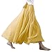Ezcosplay Women Bohemian Cotton Linen Double Layer Elastic Waist Long Maxi Skirt (95CM, Yellow)