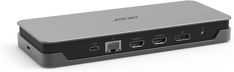 USB Type-C Gen1 Dock, Docking Station con porte USB Type-C con USB 3.1 Gen1, DisplayPort, HDMI, RJ-45, SD Card Reader, Cavo di Alimentazione EU, Grigio