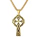 U7 Antique Celtic Cross Necklace for Men 18K Gold Plated Rope Chain Irish Knot Cross Pendant