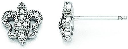 Sterling Silver &amp; Cz Brilliant Embers Polished Fluer De Lis Post Earrings