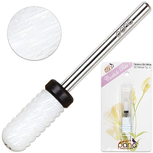 Pana (Grit: XC EXTRA COARSE) Professional USA Ceramic White Smooth Top Small Barrel Bit Nail Drill 3/32