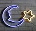 Neon Light Sign Blue Moon Star Neon Night Light for Kids' bedroom Wall Art LED Decorative Lights for Home USB Powered LED Crescent Moon Neon Christmas Birthday Gift(NEMBSWW)