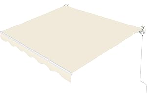 Paramondo Patio Awning Retractable Fully Assembled 8.2'x6.5', Manual Commercial Grade - Premium Quality 100% 280G Ployester Window Door Sunshade Shelter Deck Canopy Balcony, Beige