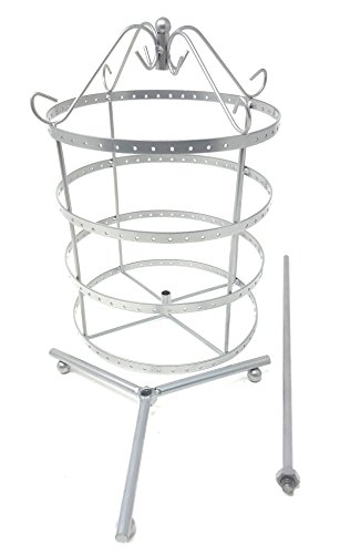 4 Tiers Antique Silver Rotating 92 pairs Earring Holder ~Necklace Organizer Stand ~ Jewelry Stand Display Rack Towers