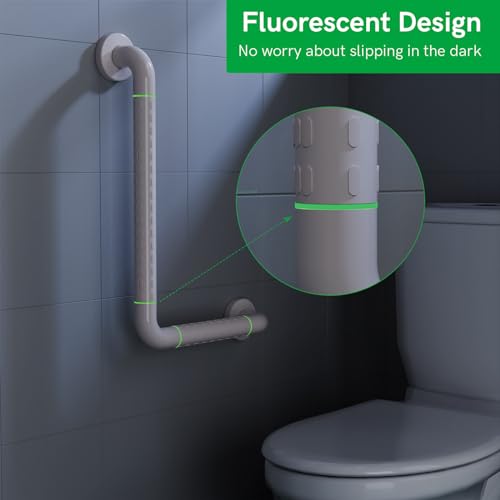 KULACO Grab Handles for Seniors, Stainless Steel Shower Handle, Safety Non-Slip Handle, 45 x 30 cm, L-Shaped Safety Handle, for Toilet, Bathroom, Bathtub, Handrail