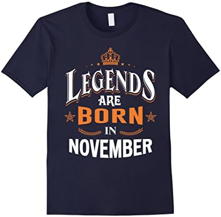 Mens Legends Are Born in November T-Shirt Large Navy