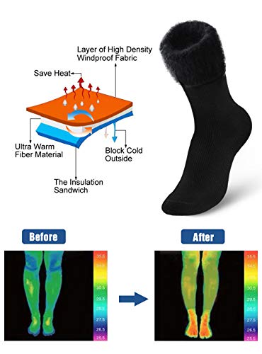 Bymore Heated Socks for Women, Thermal Socks for Men, Warm Thick Winter Socks Insulated Cold Weather-2Pack