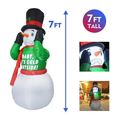 COMIN 7Foot High Christmas Inflatable Shivering Snowman Yard Decoration